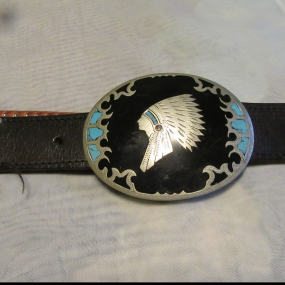JOHNSON & HELD INDIAN HEAD BUCKLE & LEATHER BELT FINAL CUT*** main image 3